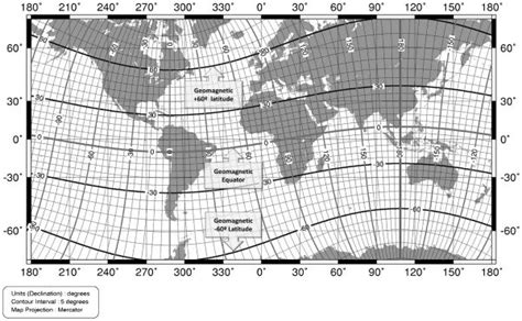 parallels of latitude|55 degrees geomagnetic latitude.